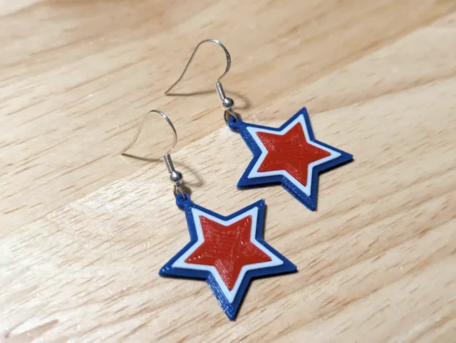 Red White and Blue Star Earrings