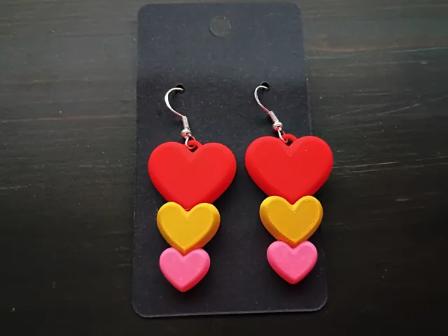 Vday Earrings- Stack of 3 hearts