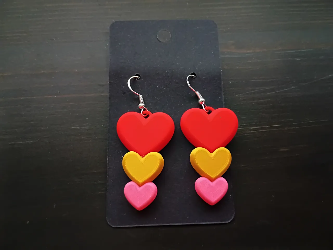 Vday Earrings- Stack of 3 hearts view 2