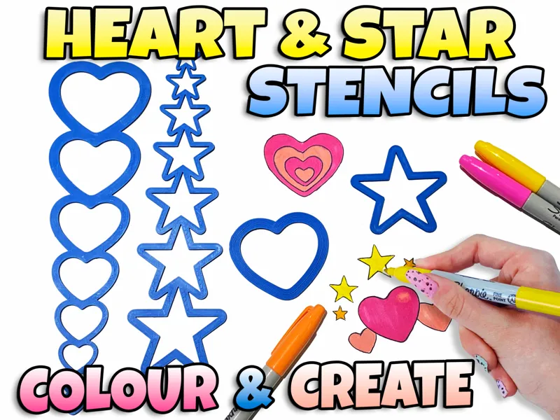 Heart & Star Stencils – Colour Create Fun Activity