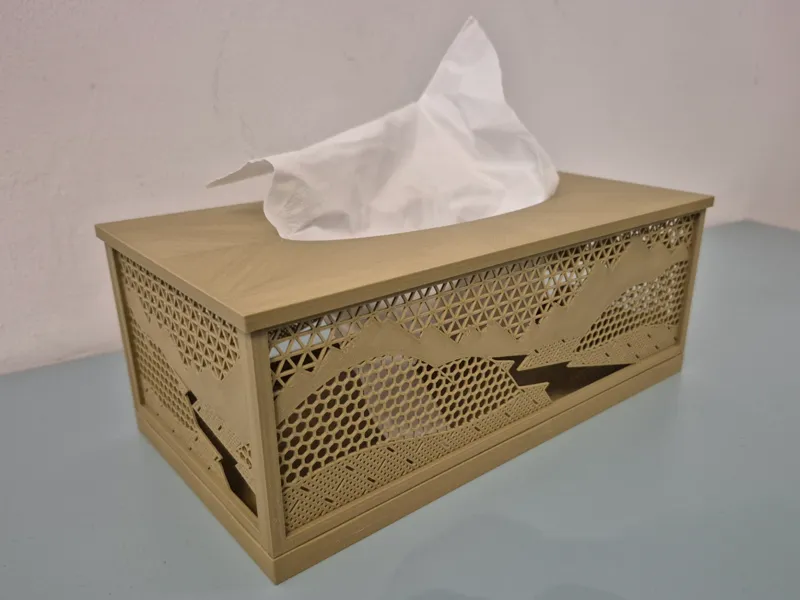 Tissue box with kumiko landscape screen