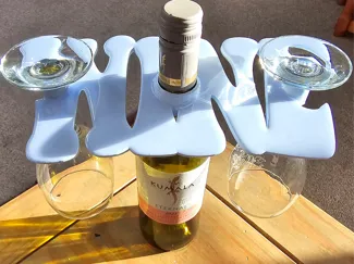 Wine bottle neck glass holder