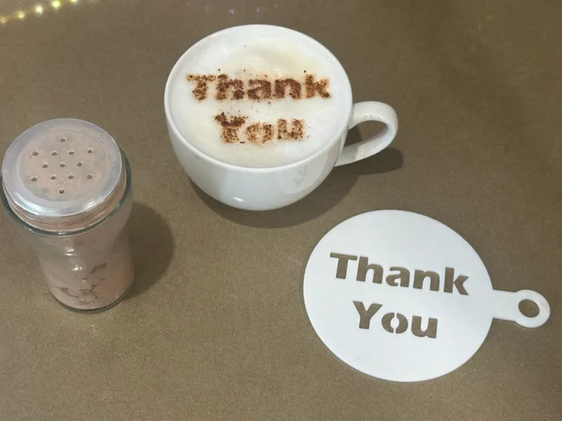 Thank You - Coffee Stencil Cappuccino art - thanks