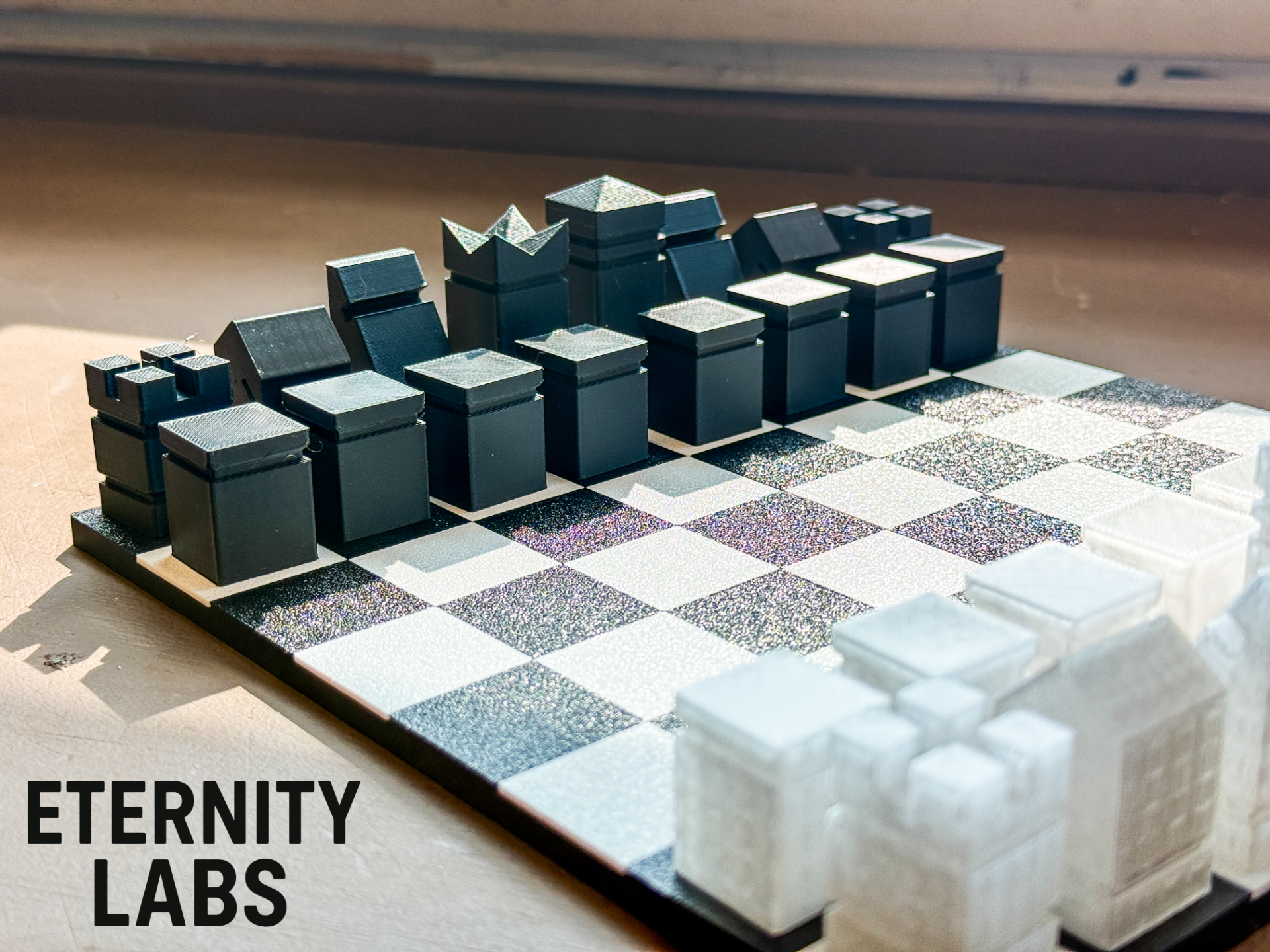 Brutalist Modern Chess Set