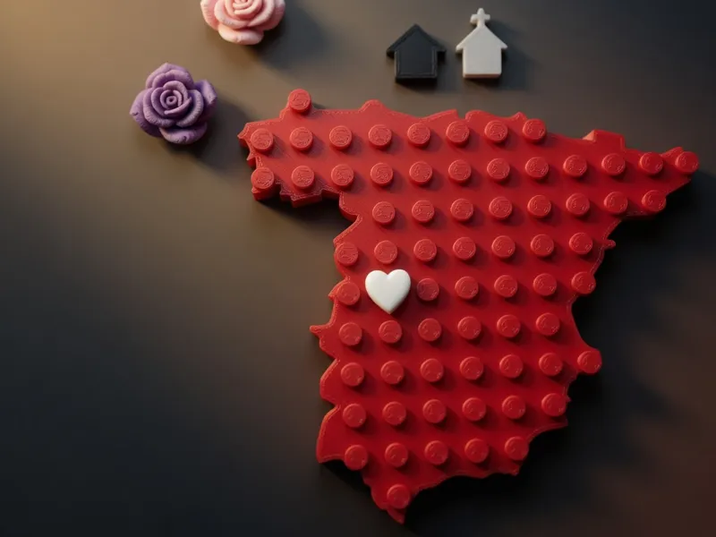 Spain Brick magnet with movable heart