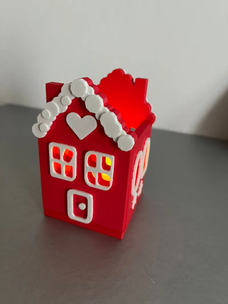 Red Gingerbread House For LED Candle