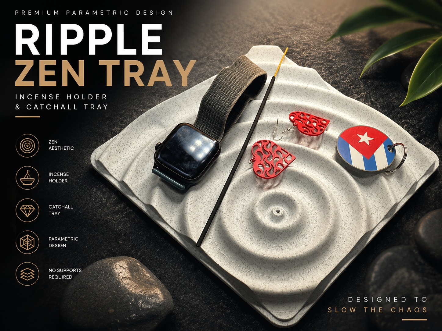 Ripple Zen Tray – Premium Incense & Catchall Tray