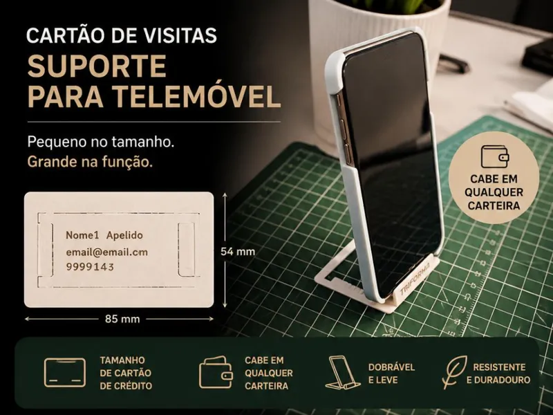 cartão visitas suporte telemóvel