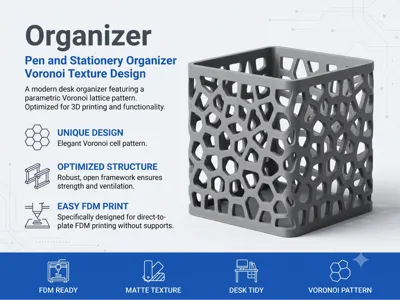 Modern Voronoi Desk Organizer | Pen Holder
