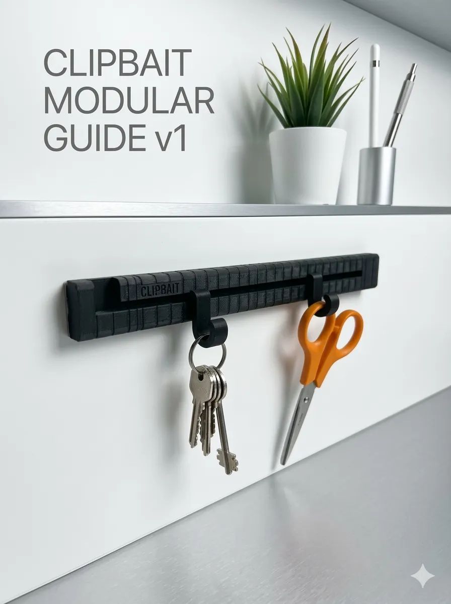 Sliding Hook Rack Sliding hook rack Modular Guide (Clipbait collect) - Free 3D Print ...