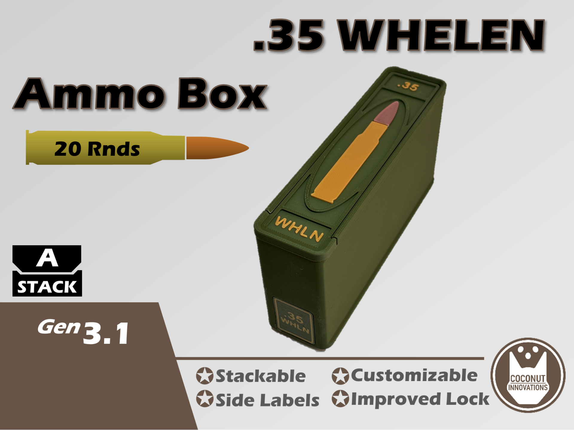 Ammo Storage Box - .35 WHELEN - 20 Rounds