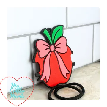 Accesorio para sujetar ligas de cabello: School teacher apple with bow hair tie keychain — vista de referencia 5