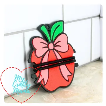 Accesorio para sujetar ligas de cabello: School teacher apple with bow hair tie keychain — vista de referencia 3