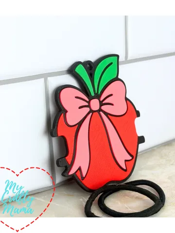 Accesorio para sujetar ligas de cabello: School teacher apple with bow hair tie keychain — vista de referencia 2