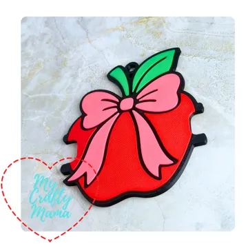 Accesorio para sujetar ligas de cabello: School teacher apple with bow hair tie keychain — vista de referencia 4