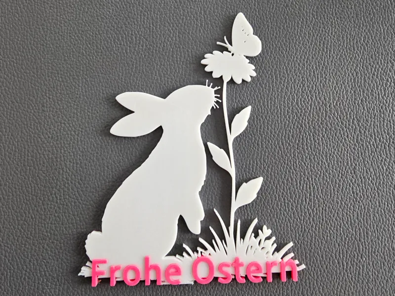 Frohe Ostern Hase mit Blume Wandkust