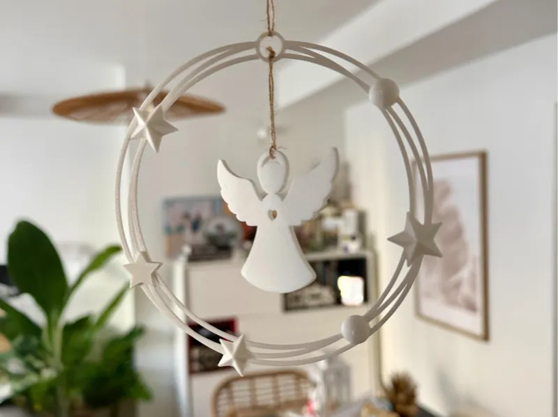 Hanging Christmas Ornament Ball - Angel and Stars