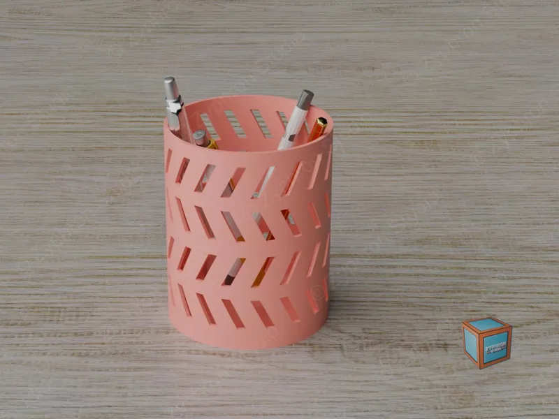 Pot à stylo cylindrique - Chevron aéré