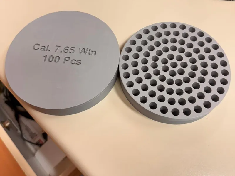 Container for 100 7.65 Winchester caliber bullets