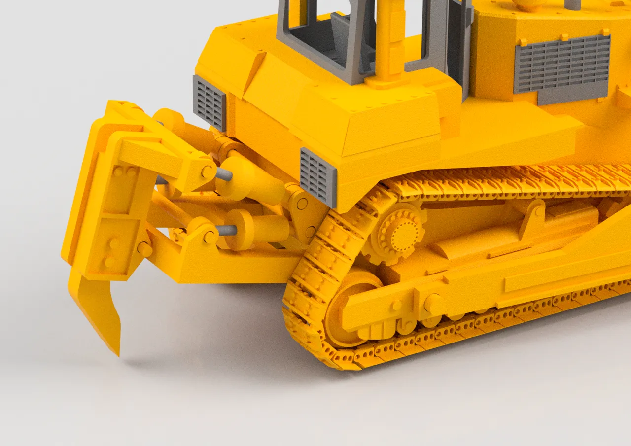 Caterpillar D10 Bulldozer Fully 3D printable model view 3
