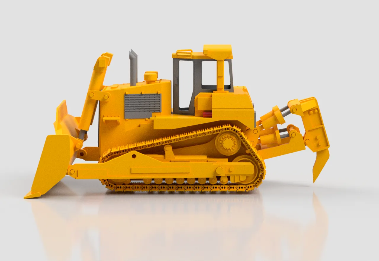 Caterpillar D10 Bulldozer Fully 3D printable model view 4