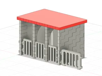 Pferdestall mit Zaun Element 