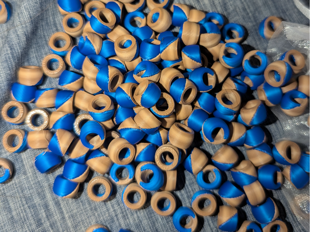 Two tone Diagonal Pony Beads 6mmx9mm