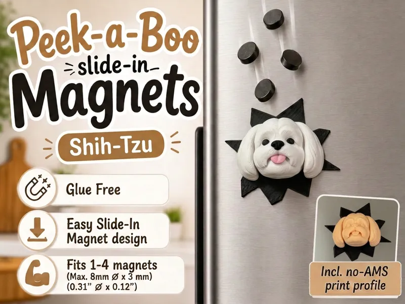 Shih-Tzu Peek-a-Boo Slide-In Magnet