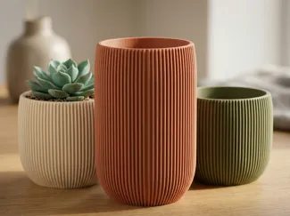 Round Planter With Tight Ridges