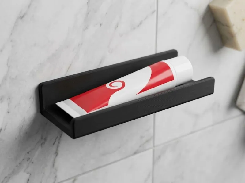 Sleek Wall-Mounted Toothpaste Holder & Mini Shelf