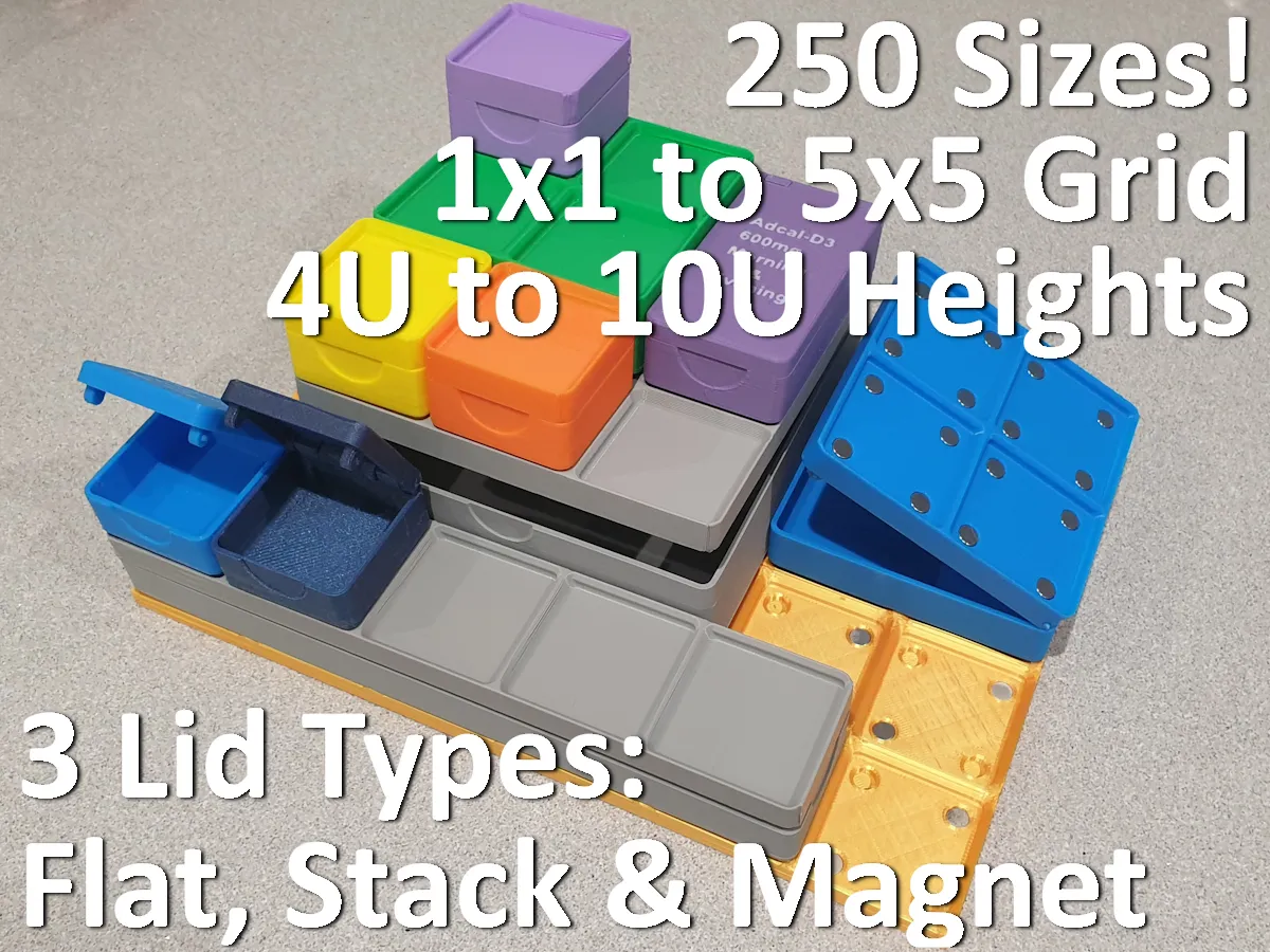 Multi Size Stackable Gridfinity Boxes - Free 3D Print Model - MakerWorld