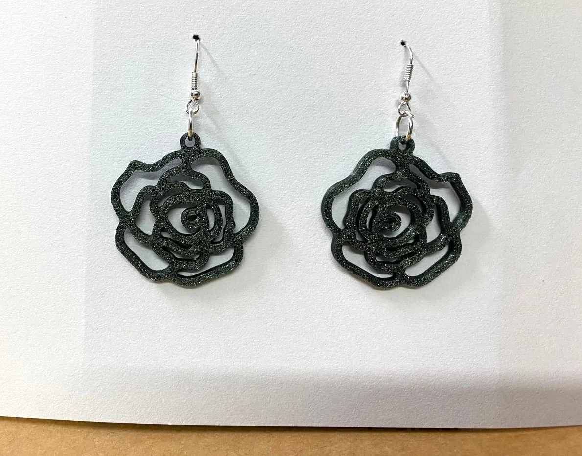 Rose earrings view 2