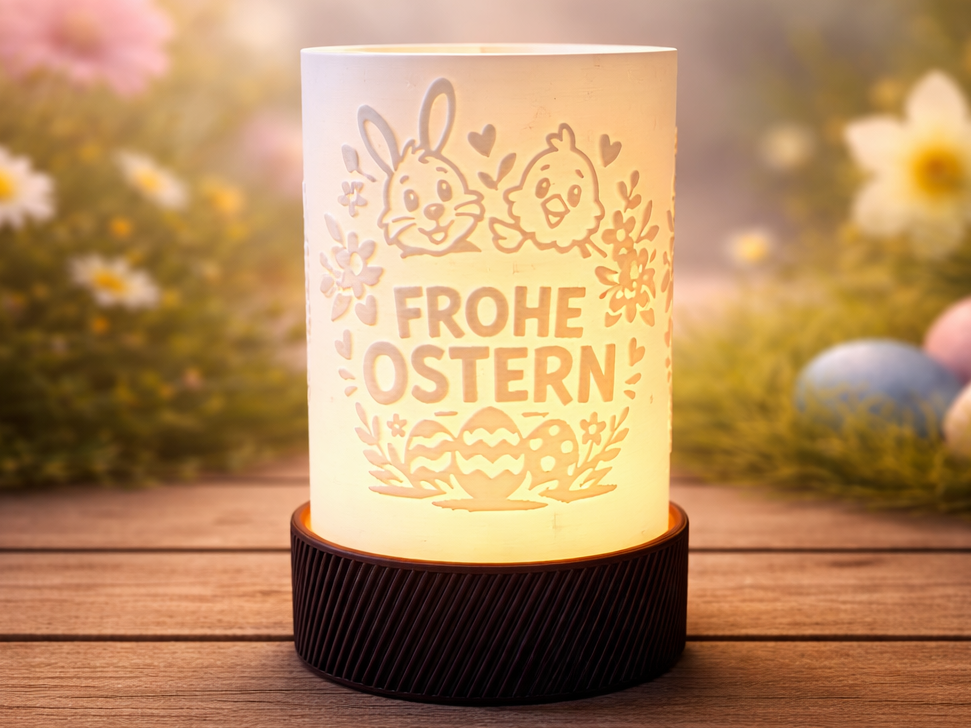 Windlicht "Osterfreude" mit Fruehlingsgruss