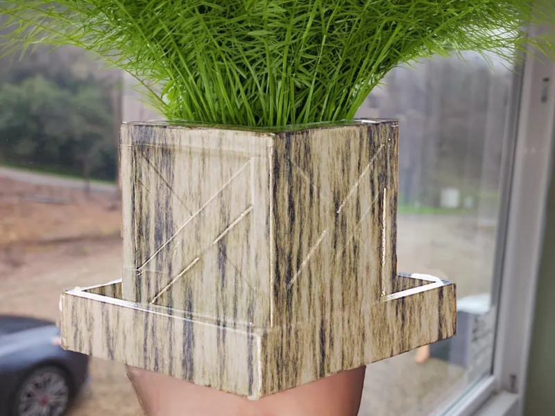 Wood Crate Flower Pot With Drip Tray