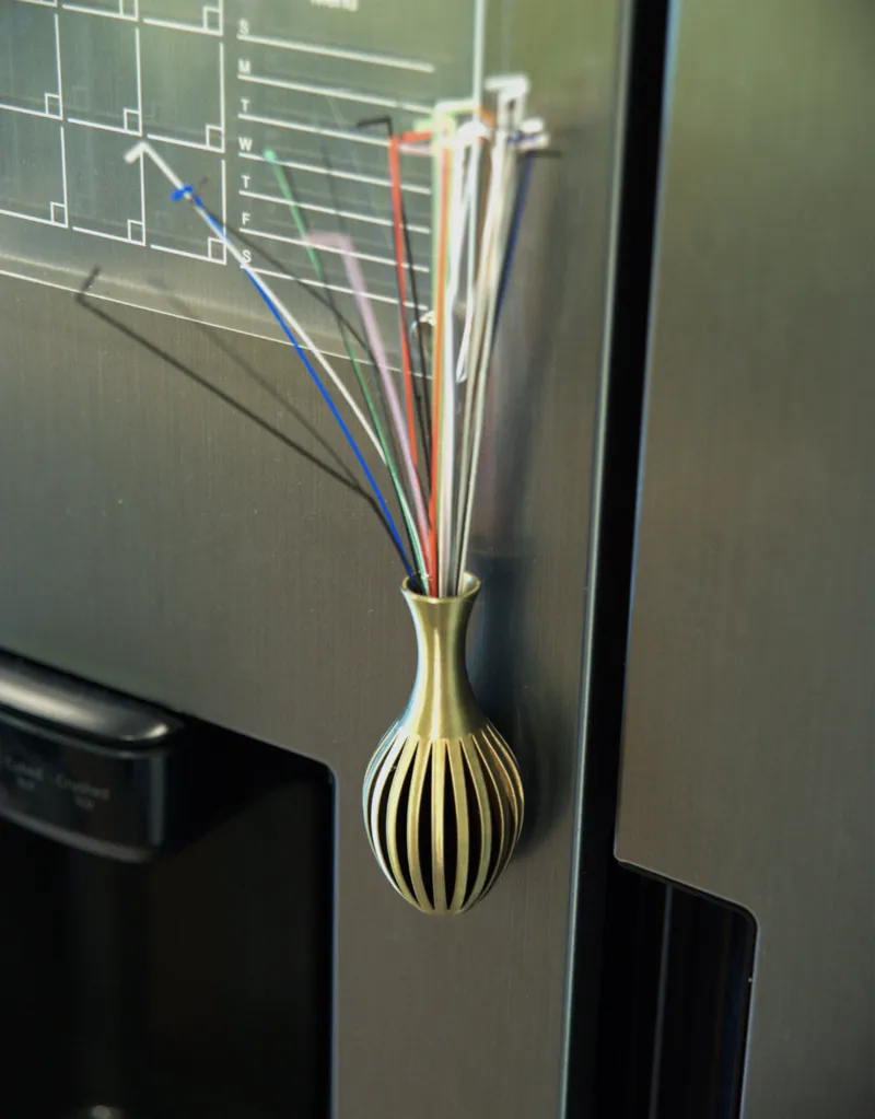 Magnetic flower pot on the fridge