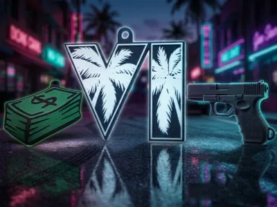 GTA VI Glock Pistol Money Fast Print Keychain Kit