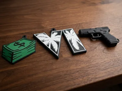 GTA 6 VI Glock Pistol Money Keychain Kit