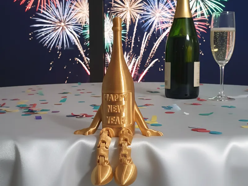 Articulated Champagne Bottle - Happy New Year!