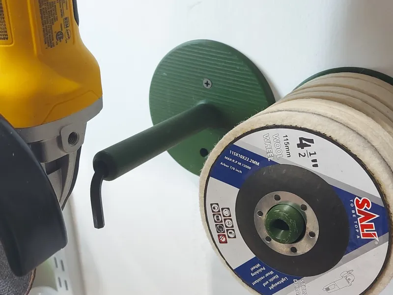 Grinder Disk Wall-Mounted with DeWalt Hex Storage.