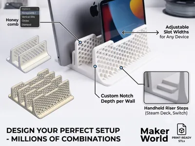 Parametric Laptop,Tablet &Handheld Stand 1-6 Slots