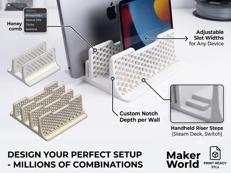 Parametric Laptop,Tablet &Handheld Stand 1-6 Slots