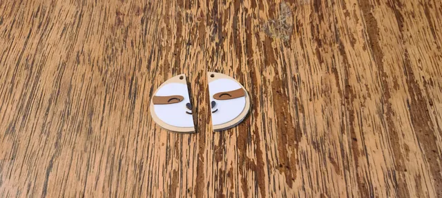 Sloth Pendants/Earrings 2 Halves