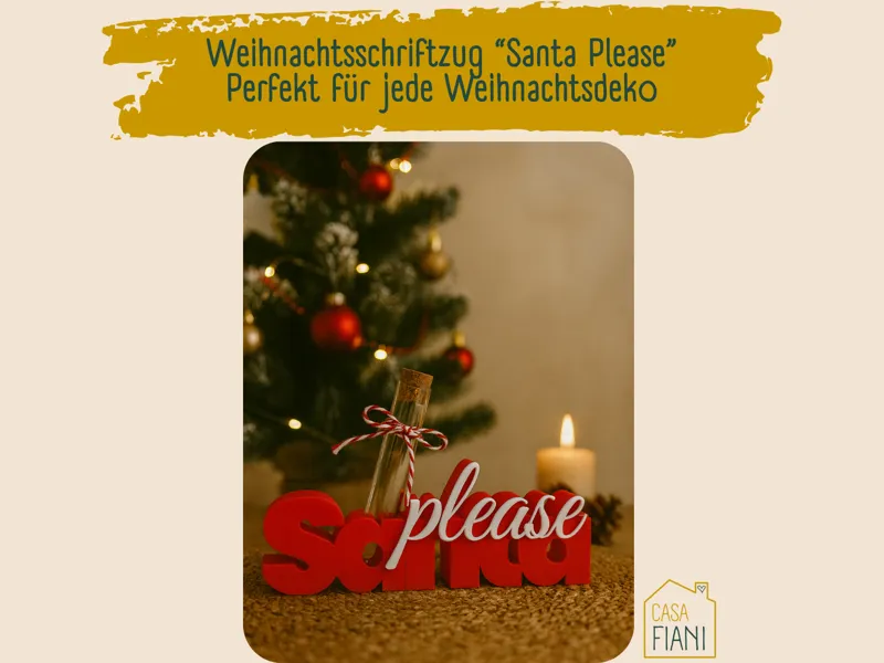 3D Schriftzug Santa Please mit Reagenzglas