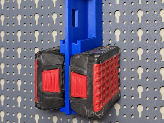 6-Slot Bosch Pro Battery Holder - Küpper Pegboard 3D model