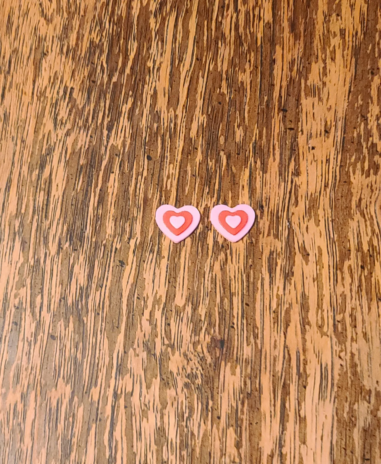 Heart Stud Earrings Raised view 4