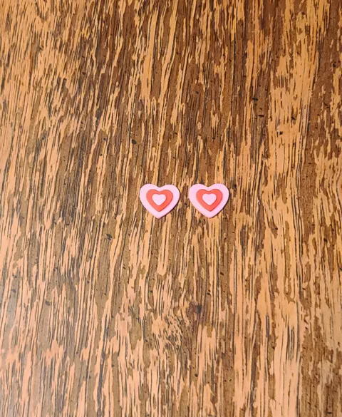 Heart Stud Earrings Raised view 4