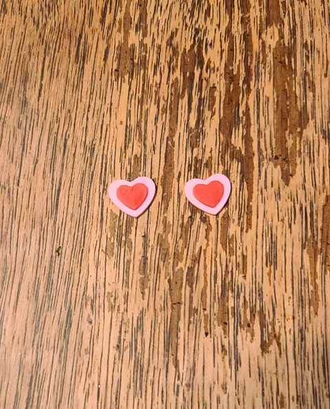 Heart Stud Earrings Raised view 3