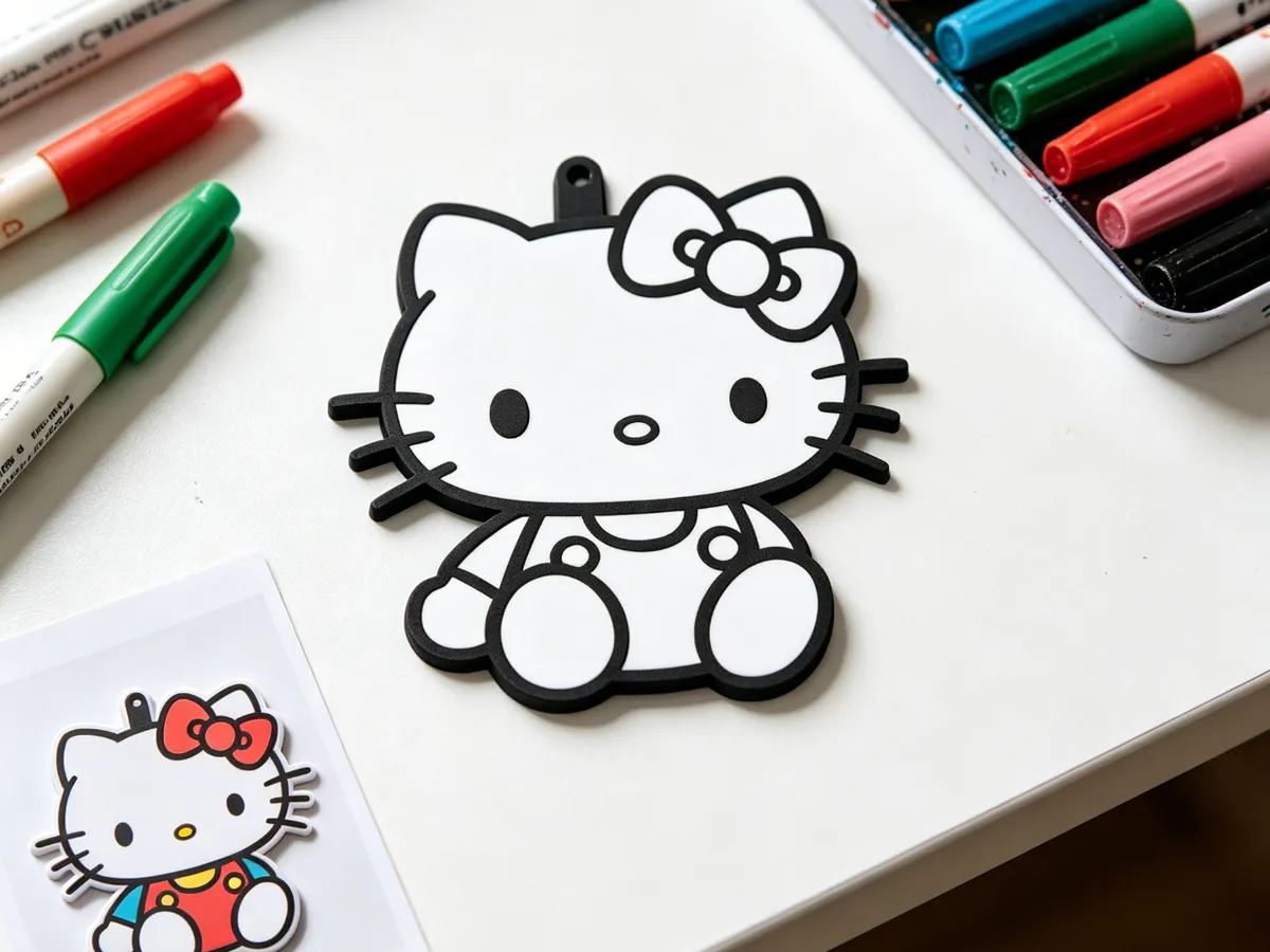 Hello Kitty Setch Hello Kitty Coloring Hanger - DIY Graffiti Coloring Craft Card ...