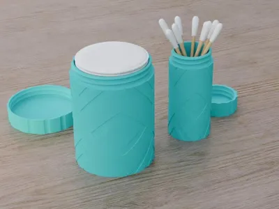 Screw-top container for cotton pads / cotton swabs
