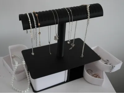 Jewelry Storage Box with Integrated Jewelry Stand